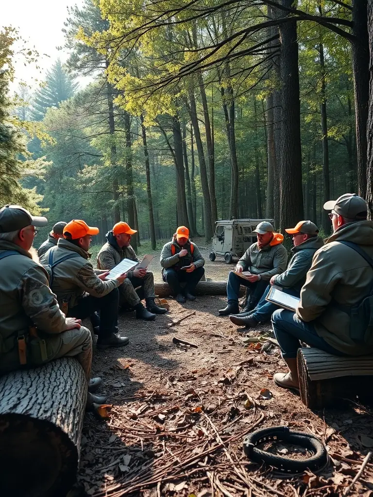 A photo of members of the association conducting a workshop on responsible hunting practices for young hunters, emphasizing ethical behavior and conservation.