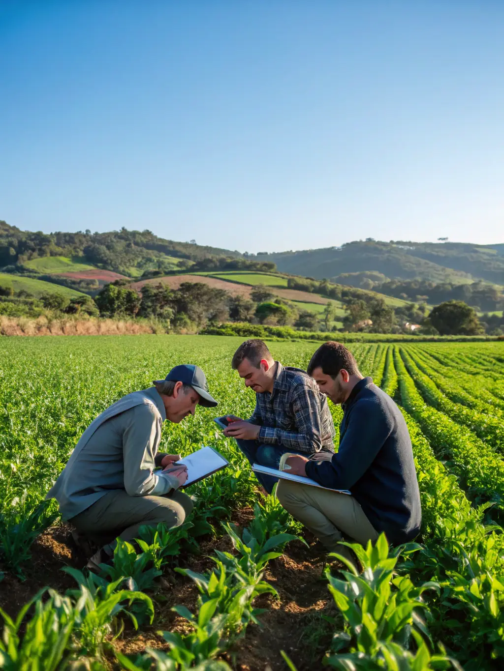 An image of ASSOCIATION COMMUNALE DE CHASSE AGREE DE ROFFIAC members collaborating with local farmers to implement sustainable land management practices that benefit both agriculture and wildlife.